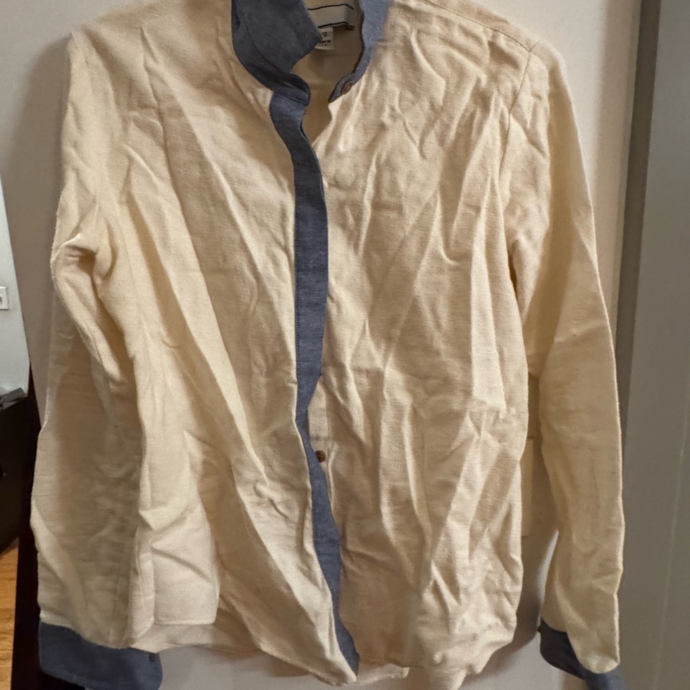Women’s  Cream and Blue Button down shirt